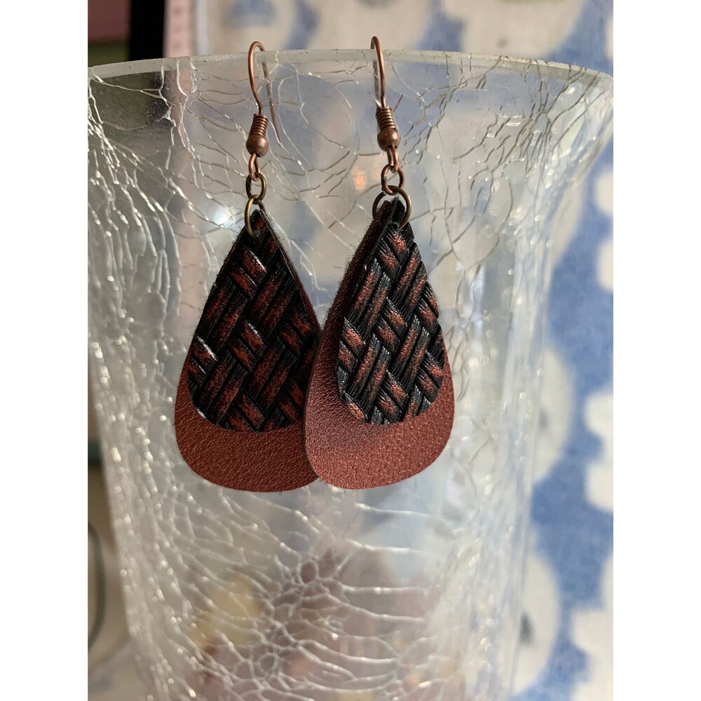 Rose Gold Faux Leather Earrings